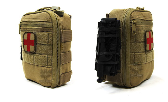 The AR500 Kit with option of SOF Tourniquet mounted on side.